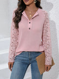 Half Button Raglan Sleeve Blouse