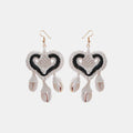 Cotton Thread Shell Heart Dangle Earrings