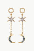 5-Pair Wholesale Inlaid Rhinestone Star and Moon Drop Earrings