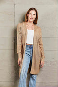 Openwork Dropped Shoulder Open Front Cardigan