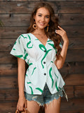 Printed Button Up Short Sleeve Shirt