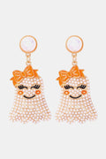 Smiling Ghost Shape Synthetic Pearl Earrings