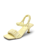 Women Comfortable Low Kitten Heels Sandals, Square Open Toe Ankle Strap Summer Sandals