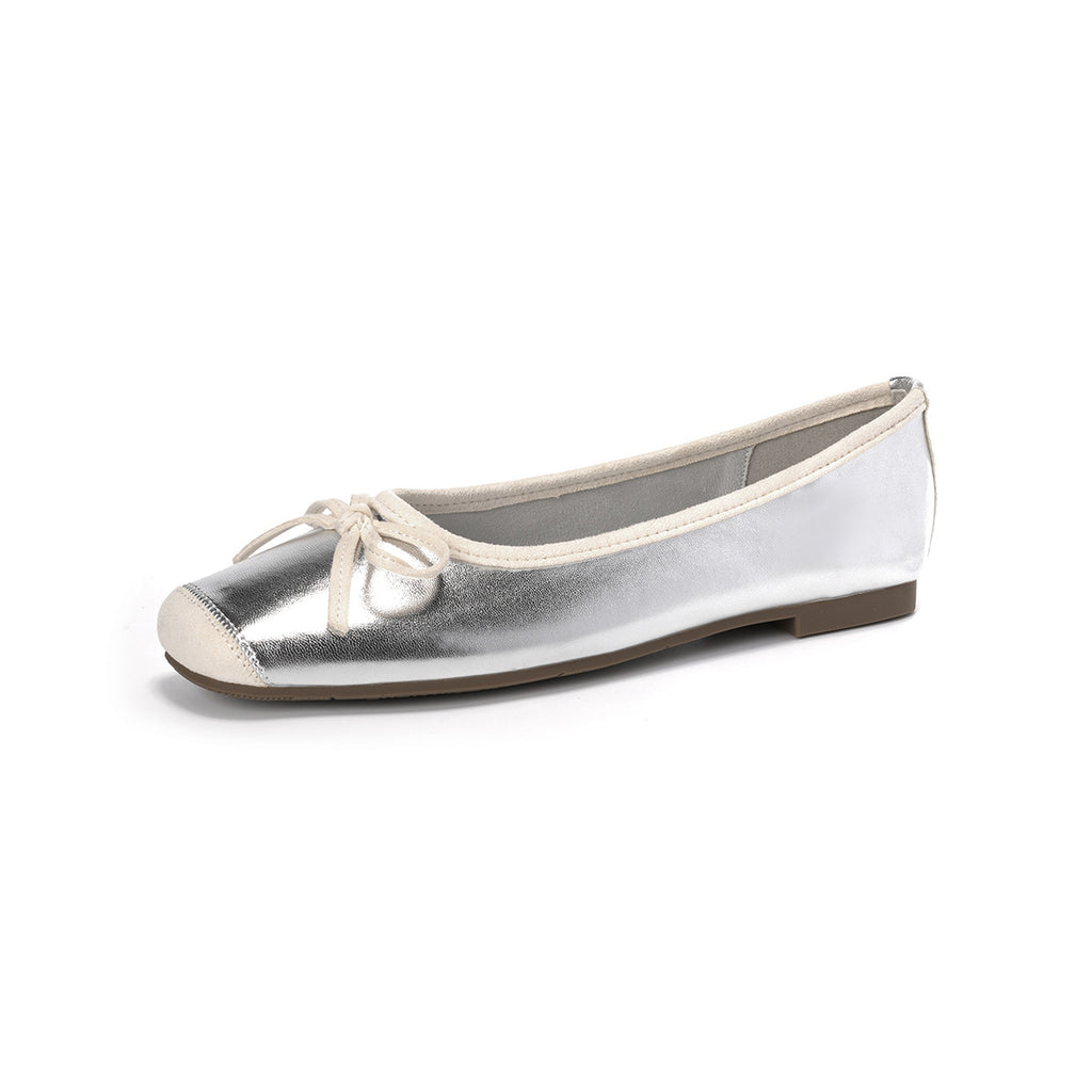 Round Toe Low-Cut Bowknot Small Flat Ballet Shoes Silk Pumps Women