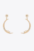 Zircon Star and Moon Alloy Earrings