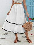 Tied Contrast Trim High Waist Skirt