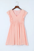 V-Neck Flutter Sleeve Dress