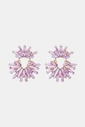 Flower Shape Glass Stone Dangle Earrings