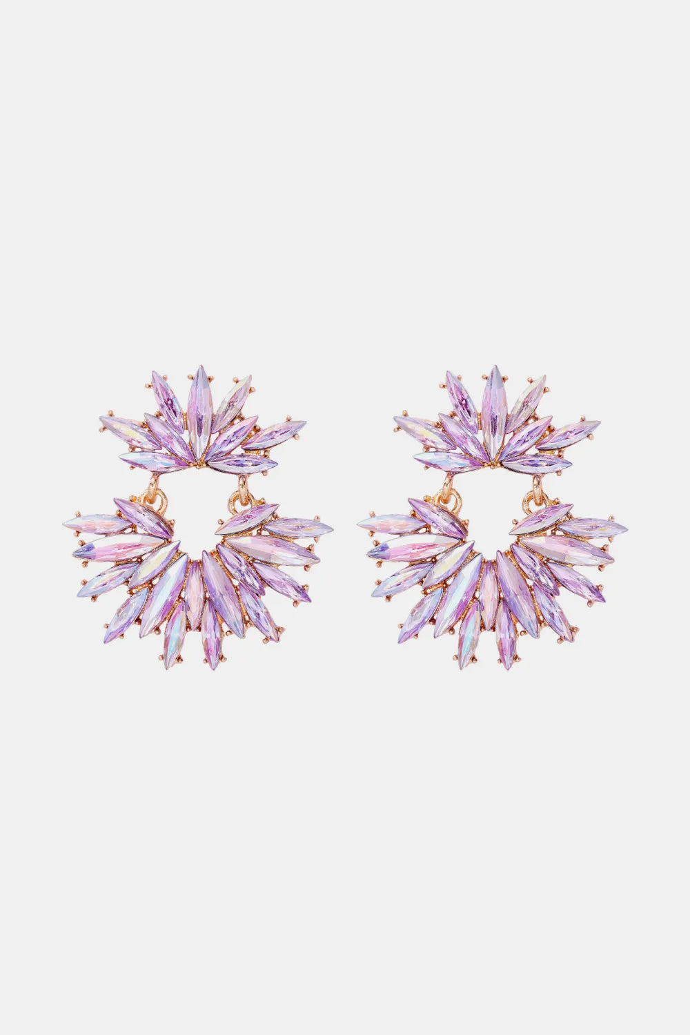 Flower Shape Glass Stone Dangle Earrings