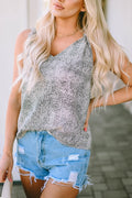 Knot Detail Printed V-Neck Tank