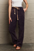 POL Leap Of Faith Corduroy Straight Fit Pants in Midnight Navy