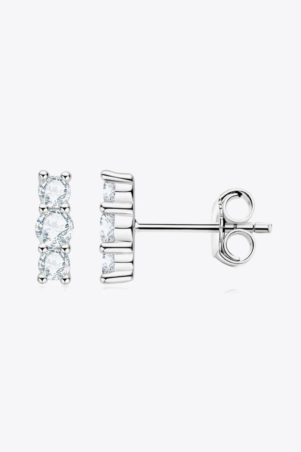 Heartbeat Rhythm 925 Sterling Silver Moissanite Stud Earrings