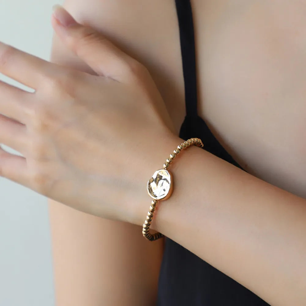 Gold-Plated Alloy Bead Bracelet