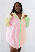 Davi & Dani Opposites Attract Full Size Run Color Block Button Down Shirt
