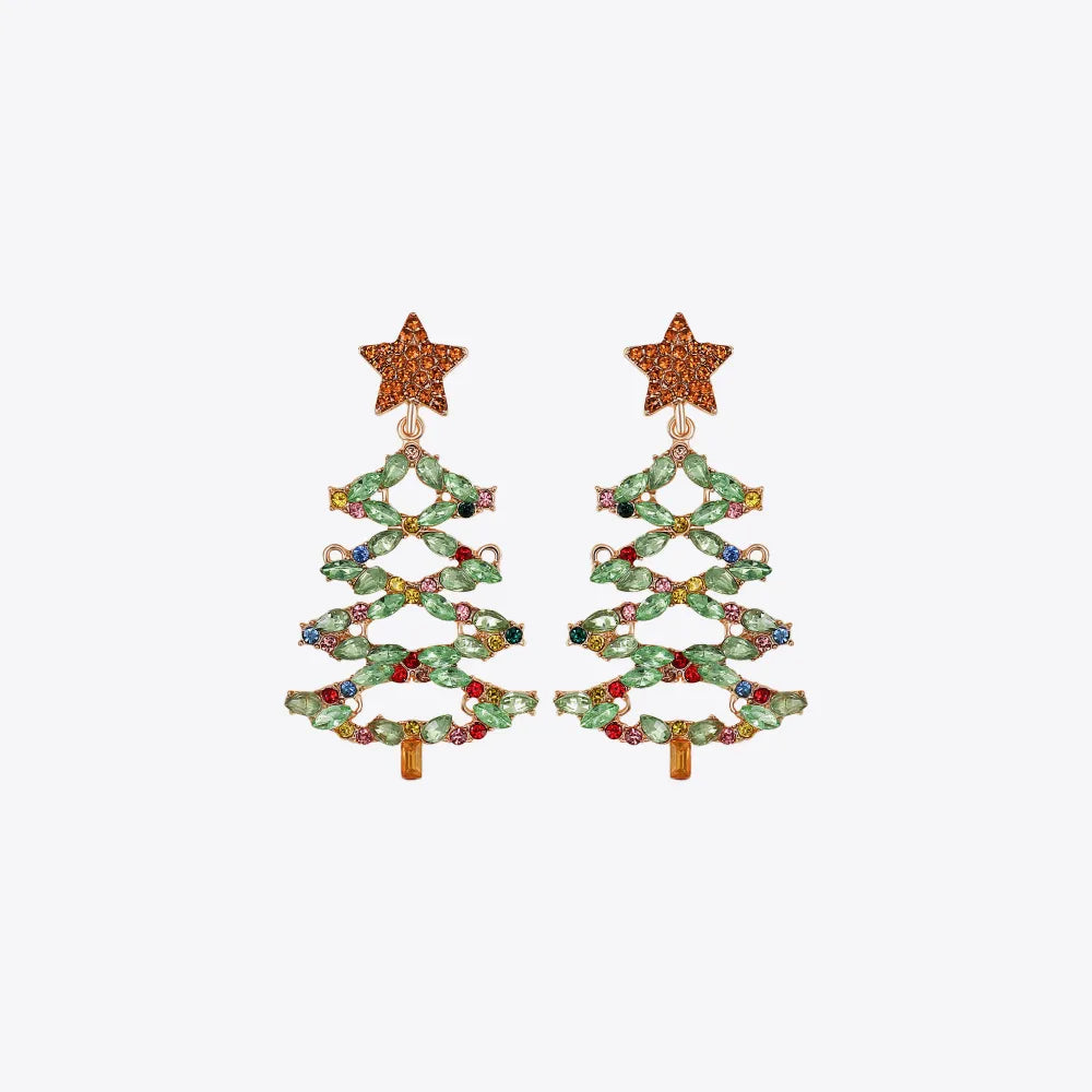 Christmas Tree Rhinestone Alloy Earrings