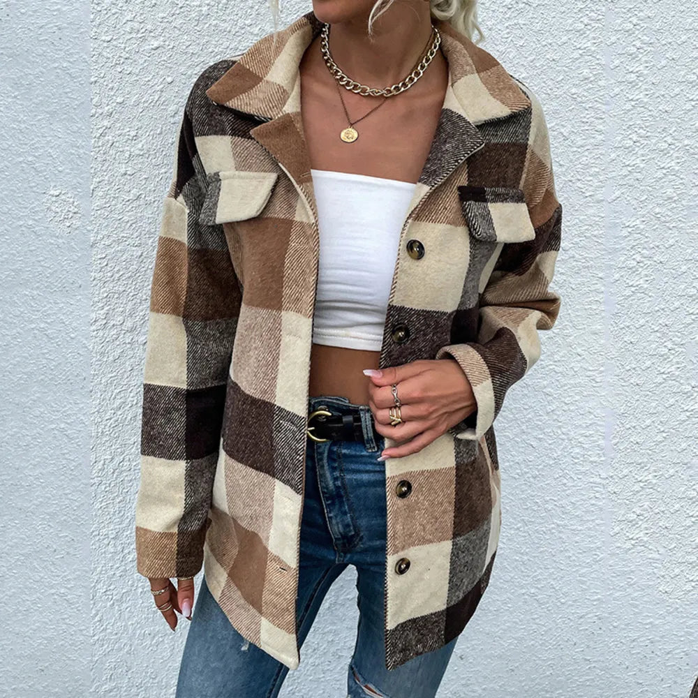 Plaid Print Flap Pocket Overshirt