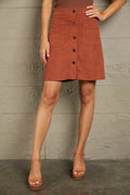 Buttoned Corduroy Mini Skirt
