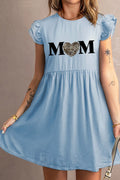 MOM Graphic Round Neck Cap Sleeve Dress