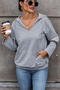 Drawstring Pocketed Dropped Shoulder Hoodie
