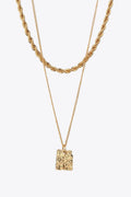 18K Gold Plated Double-Layered Twisted Pendant Necklace