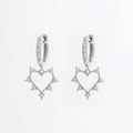 925 Sterling Silver Inlaid Zircon Heart Dangle Earrings