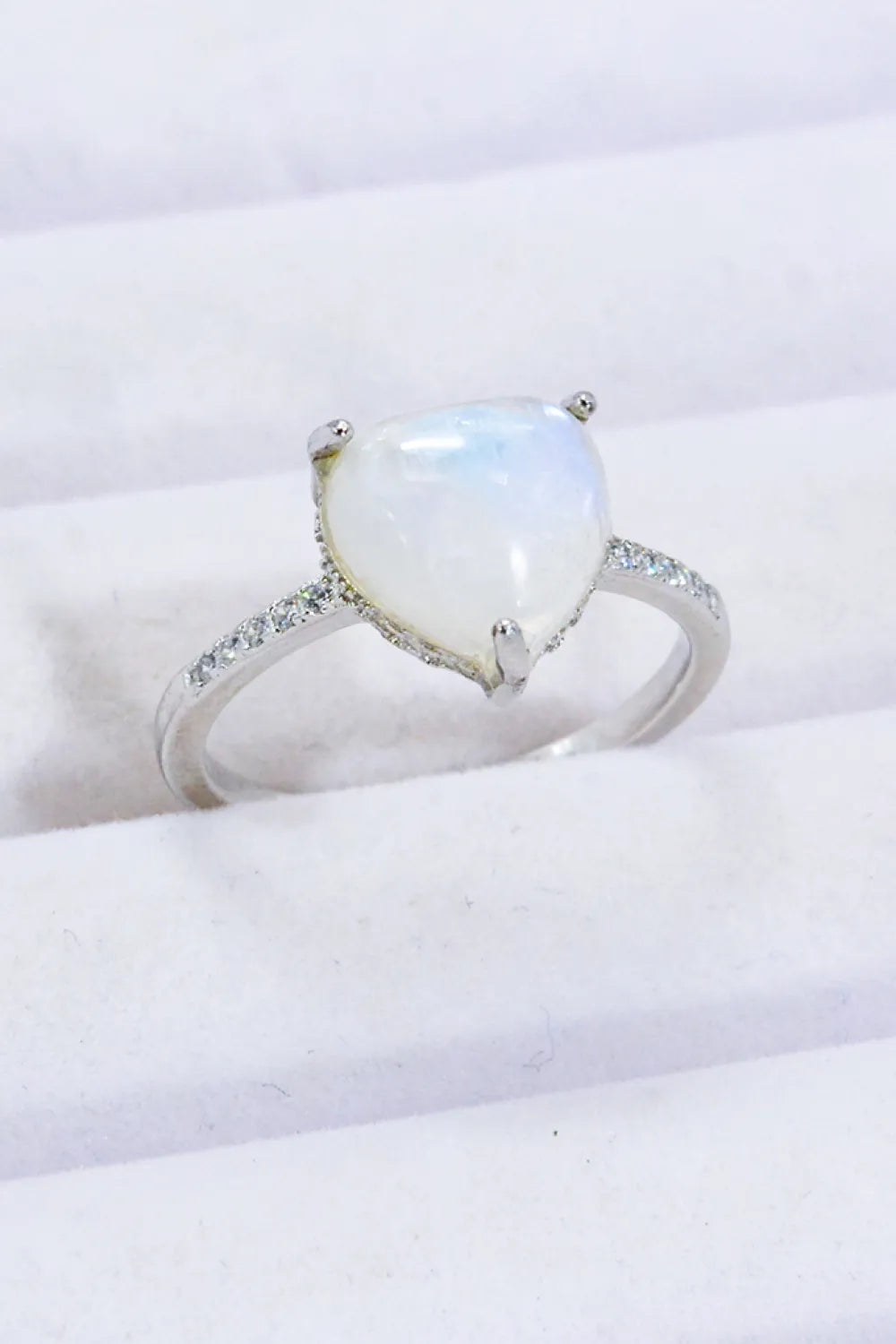 Heart-Shaped Natural Moonstone Ring