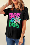 Letter Graphic Round Neck T-Shirt