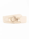 PU Elastic Wide Belt with Alloy Buckle
