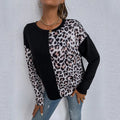 Contrast Leopard Drop Shoulder Tee