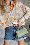 Printed Dropped Shoulder Lantern Sleeve Shirt