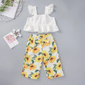 Square Neck Tank and Sunflower Print Pants Set