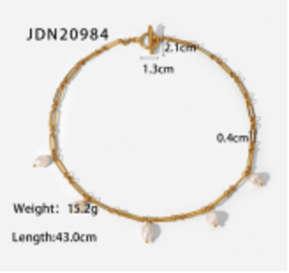 Pearl Charm Chain-Link Necklace