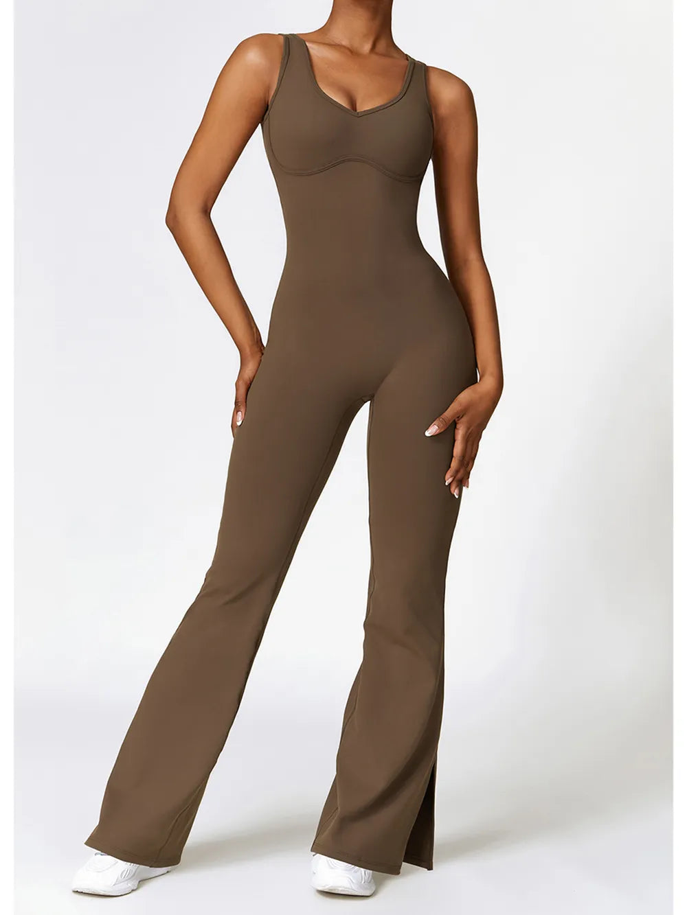 Wide Strap Bootcut Slit Active Jumpsuit