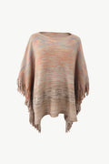 Round Neck Fringe Detail Poncho