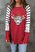 Bull Graphic Striped Long Sleeve T-Shirt