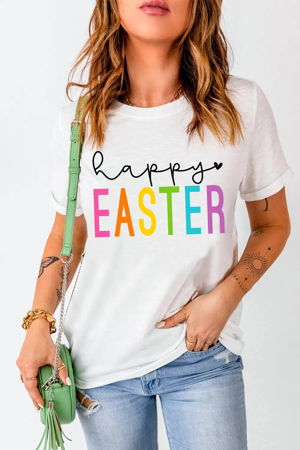 HAPPY EASTER Round Neck Short Sleeve T-Shirt