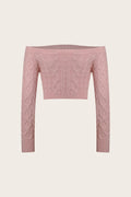 Cable-Knit Off-Shoulder Long Sleeve Sweater