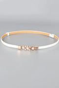 Rhinestone Flower Adjustable PU Leather Belt