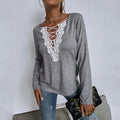 Crotchet Lace Trim V-Neck Tee