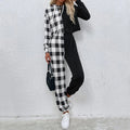 Contrast Buffalo Check Hoodie and Pants Set
