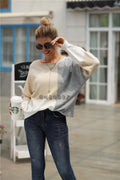 Color Block Dropped Shoulder Knit Sweater