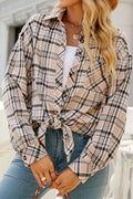 Plaid Pocketed Button Up Long Sleeve Shirt