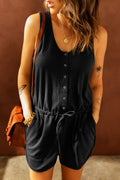 Snap Front Drawstring Waist Romper