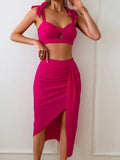 Cutout Sweetheart Neck Three-Piece Swim Set