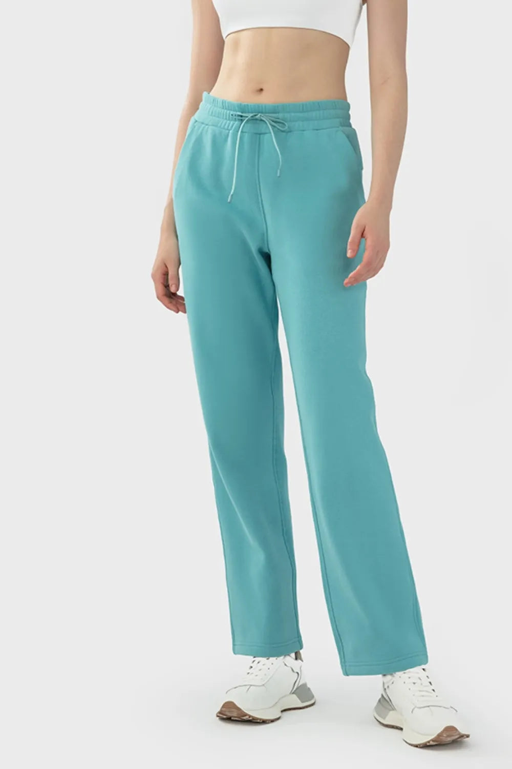 Drawstring Waist Sports Pants with Pockets