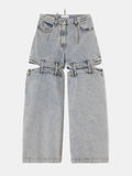 Cutout Wide Leg Jeans with Pockets