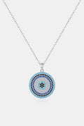 925 Sterling Silver Round Shape Artificial Turquoise Pendant Necklace