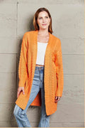Cable-Knit Open Front Sweater Cardigan