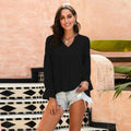 Crochet Flounce Sleeve Button Up Blouse