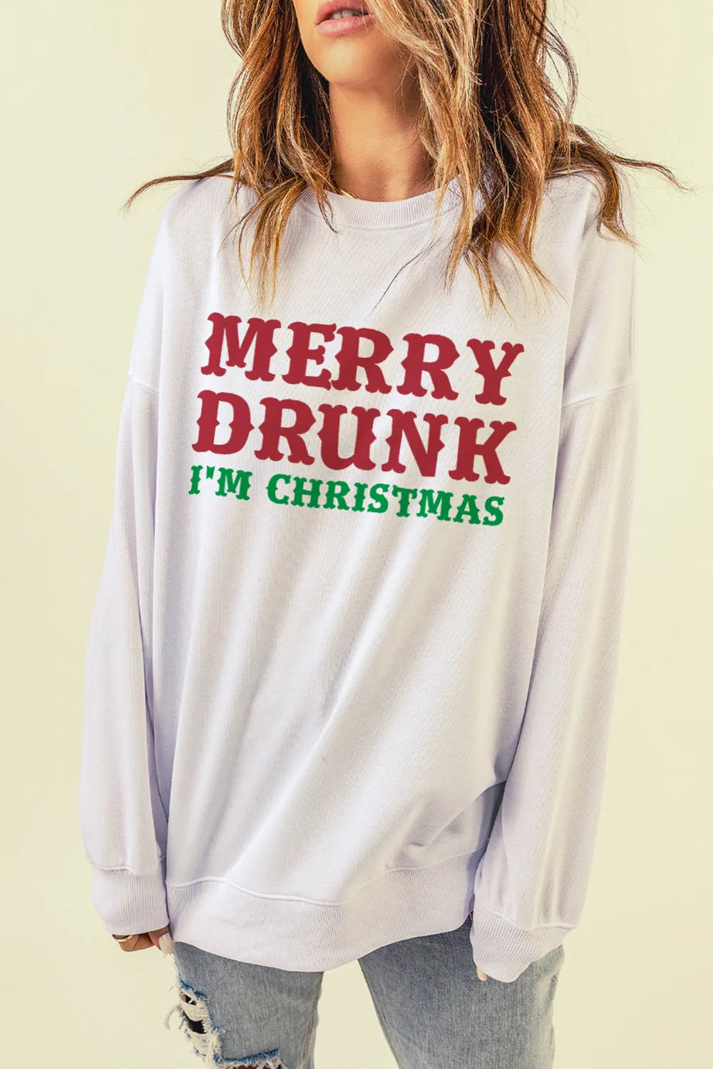 Slogan Graphic Dropped Shoulder Sweatshirt